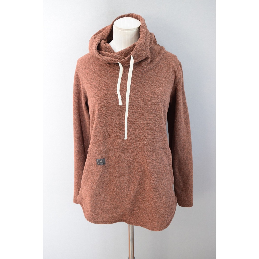 DESO Pullover Hoodie Medium Rust Brown Cowl Neck Marl Knit Made in USA Womens